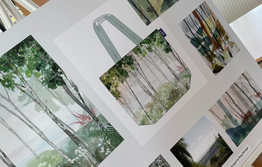 Design board for new Dorothy House bags inspired by nature to provide compassionate care