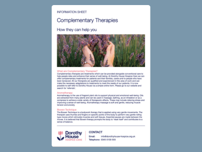 Complementary therapies - Dorothy House