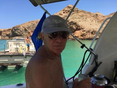 John Briffa on a boat