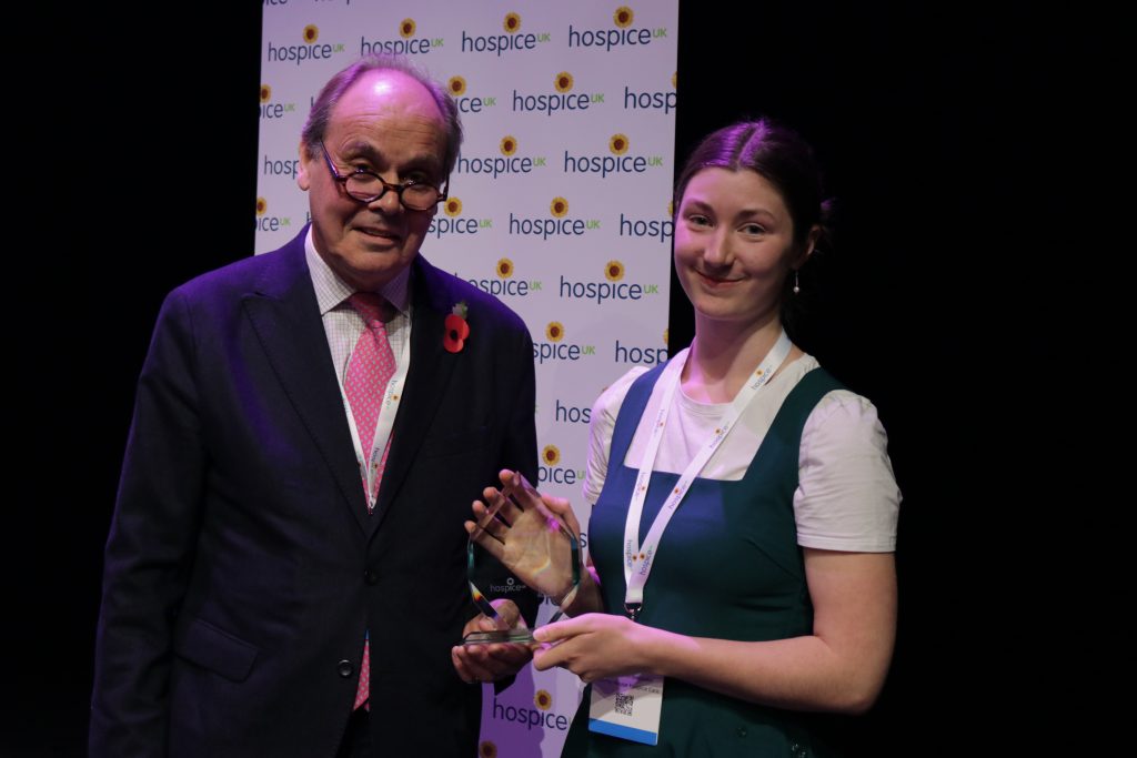 Jess Sheridan wins Young Volunteer of the Year Award at Hospice UK Awards