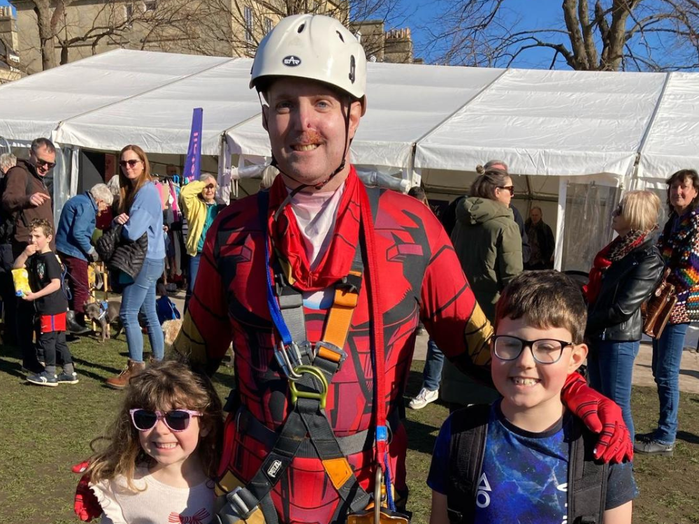 Dorothy House patient with his children at fundraising event